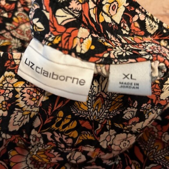 LIZ CLAIBORNE Capri Pants, Size XL, Casual Comfort Cotton/Rayon Blend, Floral - Picture 6 of 8